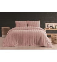 Merinos Luxe 3 Parça Çift Kişilik Yatak Örtüsü Seti Kutulu 230x250 Çizgili Pudra