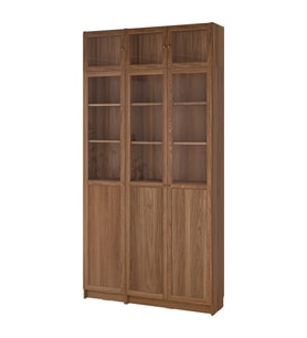 Cam/Panel Kapaklı Kitaplık, Kahverengi Ceviz Görünüm, 120x30x237 cm