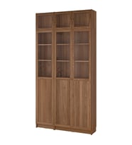 Cam/Panel Kapaklı Kitaplık, Kahverengi Ceviz Görünüm, 120x30x237 cm