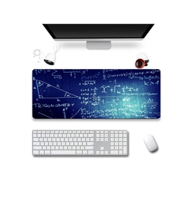 SonicTouch Mavi Geometri Tahtası Gamer Oyuncu Dikişsiz Sıvı Geçirmez Klavye Mouse Pad 32x70Cm