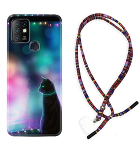 INFINIX Hot 8 9 10 11S Hot 10 Play 10T Kılıf Boyun Asklı Rasta Silikon Window Cat 1787