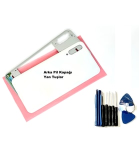 Tkgz Samsung Galaxy A50S (A507) FULL KASA Arka Pil Batarya Kapağı (TAMİR SETİ) BEYAZ