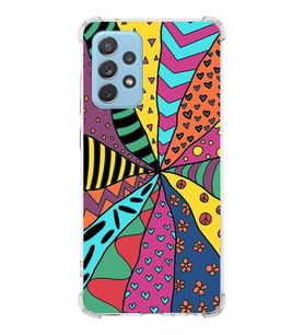 PrintiFy Samsung Galaxy A72 Uyumlu Retro Color 4 Baskılı Şeffaf Köşe Korumalı Antişok Kılıf
