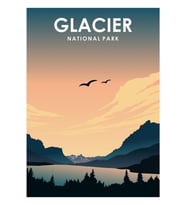 Glacier Ulusal Parkı Seyahat Poster Tablo Ahşap Poster Dekoratif