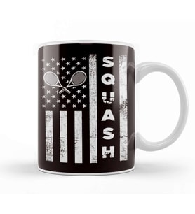 Squash US American Flag Match Racket Indoor Tennis Court Kupa Bardak Porselen