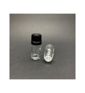 Labshop41 Şeffaf Cam Şişe 5 ml  , 5 cc Siyah Kilitli Kapaklı Cam Şişe  ,  Saydam Cam Şişe x 10 Adet