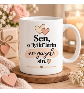 Sen O İyi Ki’lerin En Güzelisin Yazılı Baskılı Kupa – Arkadaşa Duygusal Hediye