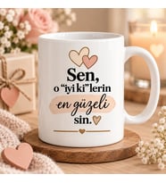 Sen O İyi Ki’lerin En Güzelisin Yazılı Baskılı Kupa – Arkadaşa Duygusal Hediye