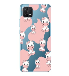 Oppo A15 / A15S Uyumlu İnek Desenli Şeffaf Telefon Kılıfı