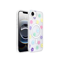 Apple iPhone 16E Uyumlu Kılıf M-Safe Şarj Özellikli Şeffaf Zore Folk Sert Kapak (Papatya)