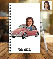 Kişiye Özel Vosvos Tasarımlı Karikatür Ahşap Defter Ve Kalem Seti 60