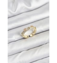 Pirinç Gold Renk Zirkon Taşlı Vintage Kadın Yüzük