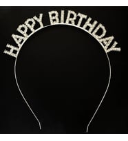 pilelistore Gümüş Kristal Taşlı Happy Birthday Doğum Günü Tacı İthal Ürün 17x16 cm