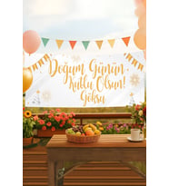 Kişiye Özel Gold Temalı İsimli Doğum Günü Pankartı, Yetişkin Doğum Günü Afişi, İyi ki Doğdun Banner 50x150cm (KOT)