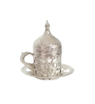 TEK ADET HEDİYE GÜMÜŞ & GOLD AYRI SEÇENEKLERDE FİNCAN 1 Espresso Takımı Espresso Seti Seramik Kahve Fincanı Kulplu Espresso 5x6 Cm Beyaz (Gümüş)