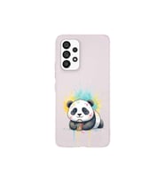 Samsung Galaxy A53 ile Uyumlu Splash Panda Tasarımlı Şeffaf Silikon Kılıf