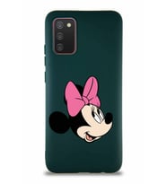 Samsung Galaxy A02S Soft Premier Kapak Minnie Mouse-A Tasarımlı Silikon Kılıf - Yeşil (Şeffaf)