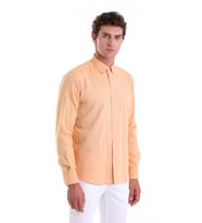 Hatemoğlu Turuncu Comfort Fit Düz %100 Pamuk Slim Yaka Uzun Kollu Casual Oxford Gömlek