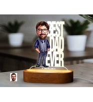 BK Gift Kişiye Özel Baba Karikatürlü Dekoratif 3D Biblo LED Işıklı Gece Lambası-5, Babaya Hediye, Babalar Günü Hediyeleri