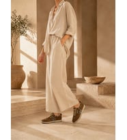Leopard Hakiki Deri Süet Derisi Desert Leopar Loafer