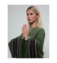 Müslin Kimono %100 Pamuklu Camel Deve Desenli Bornoz Kaftan Sabahlık (Haki)