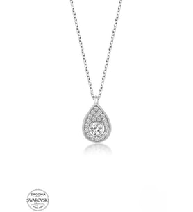 SWAROVSKİ TAŞLI  CRYSTAL DAMLA 925 AYAR GÜMÜŞ KOLYE