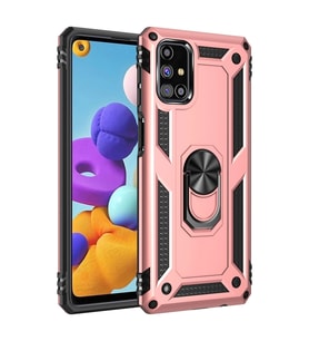 Samsung Galaxy M51 Kılıf Sofya Yüzüklü Silikon Kapak - Rose