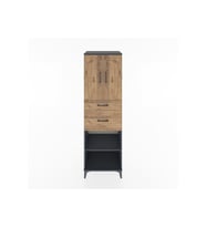 Hyperion Dolap 4 Raflı 2 Çekmeceli 2 Kapaklı 60x44x195 Antrasit-Çam