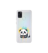 Samsung Galaxy A21S ile Uyumlu Splash Panda Tasarımlı Şeffaf Silikon Kılıf