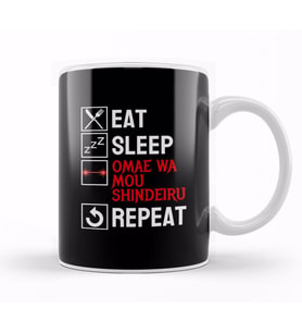 Omae Wa Mou Shindeiru Eat Sleep Anime Repeat Meme Kupa Bardak Porselen