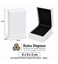 6x9x3 cm Tam Kapaklı Selefonlu Süngerli Takı Kutusu - Beyaz (DEMONTE) (50 ADET)