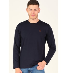 T8588 DEWBERRY BİSİKLET YAKA UZUN KOL T-SHIRT-KOYU LACİVERT