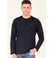 T8588 DEWBERRY BİSİKLET YAKA UZUN KOL T-SHIRT-KOYU LACİVERT