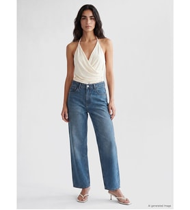 LCW Jeans İndigo Yüksek Bel Straight Fit Kadın Jean Pantolon