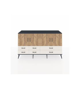 Kronos Konsol 6 Raflı 6 Çekmeceli 4 Kapaklı 176x59x99 Antrasit-Çam/Aytaşı