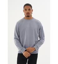 Süperlife Erkek Gri Bisiklet Yaka Ribanalı Regular Fit Sweatshirt spr26swk930