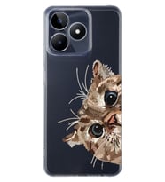 Realme C53 Uyumlu Tatlı Kedi Desenli Şeffaf Telefon Kılıfı