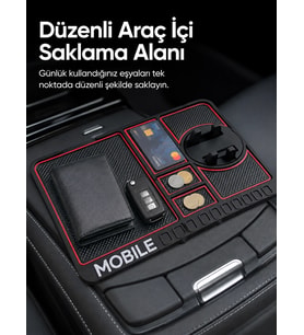 Telefon Standlı Araç İçi Organizer Kaydırmaz Silikon Konsol Düzenleyici Mat