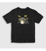 Presmono Unisex Çocuk Siyah Music Drums Bateri T-Shirt 372061tt