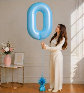 0 Rakamlı Mavi 76 cm Helyum Balon – Folyo Parti Balonu