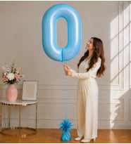 0 Rakamlı Mavi 76 cm Helyum Balon – Folyo Parti Balonu