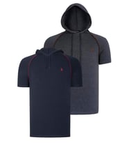 İKİLİ SET T8570 DEWBERRY KAPŞONLU ERKEK T-SHIRT-ANTRASİT-LACİVERT