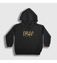 Presmono Unisex Çocuk Siyah Logo Ub40 Kapüşonlu Sweatshirt 454327tt