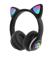 Vilya Kedi Kulaklığı LED Işıklı, Bluetooth, Çocuk ve Gençler İçin (Siyah)