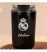 Kişiye Özel Retro Stil 240ml Vakumlu Isı Korumalı Takım Baskılı Termos Kupa (Siyah)