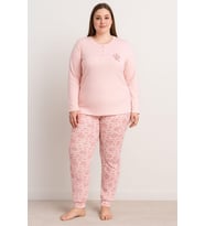 Kadın 0330 Büyük Beden Raporlu Pijama Takımı