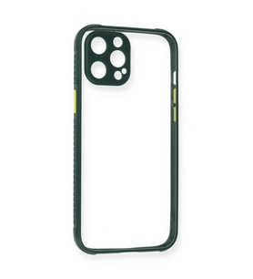 iPhone 12 Pro Max Kılıf Miami Şeffaf Silikon - Koyu Yeşil