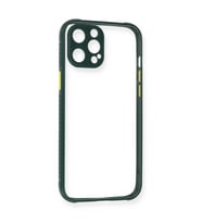 iPhone 12 Pro Max Kılıf Miami Şeffaf Silikon - Koyu Yeşil