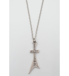 Pentagram Elektro Gitar Gümüş Kaplama Düz Zincir Kolye