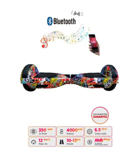 CityMate  Elektrikli Kaykay Scooter Hoverboard Bluetooth Hoparlörlü 6.5 Inch Grafiti D11